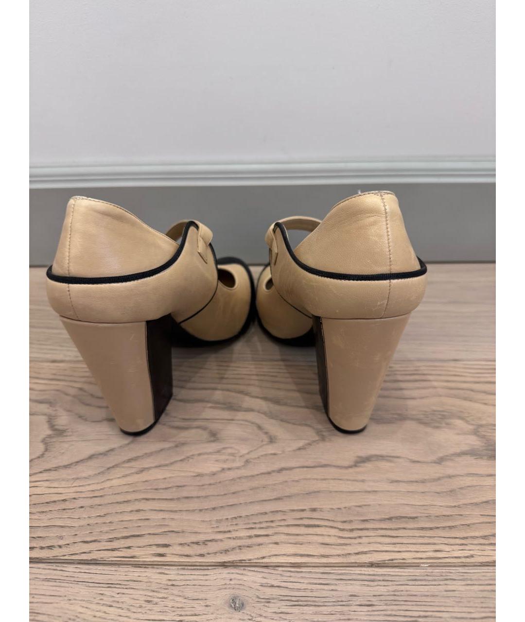 CHANEL Бежевые кожаные туфли, фото 5