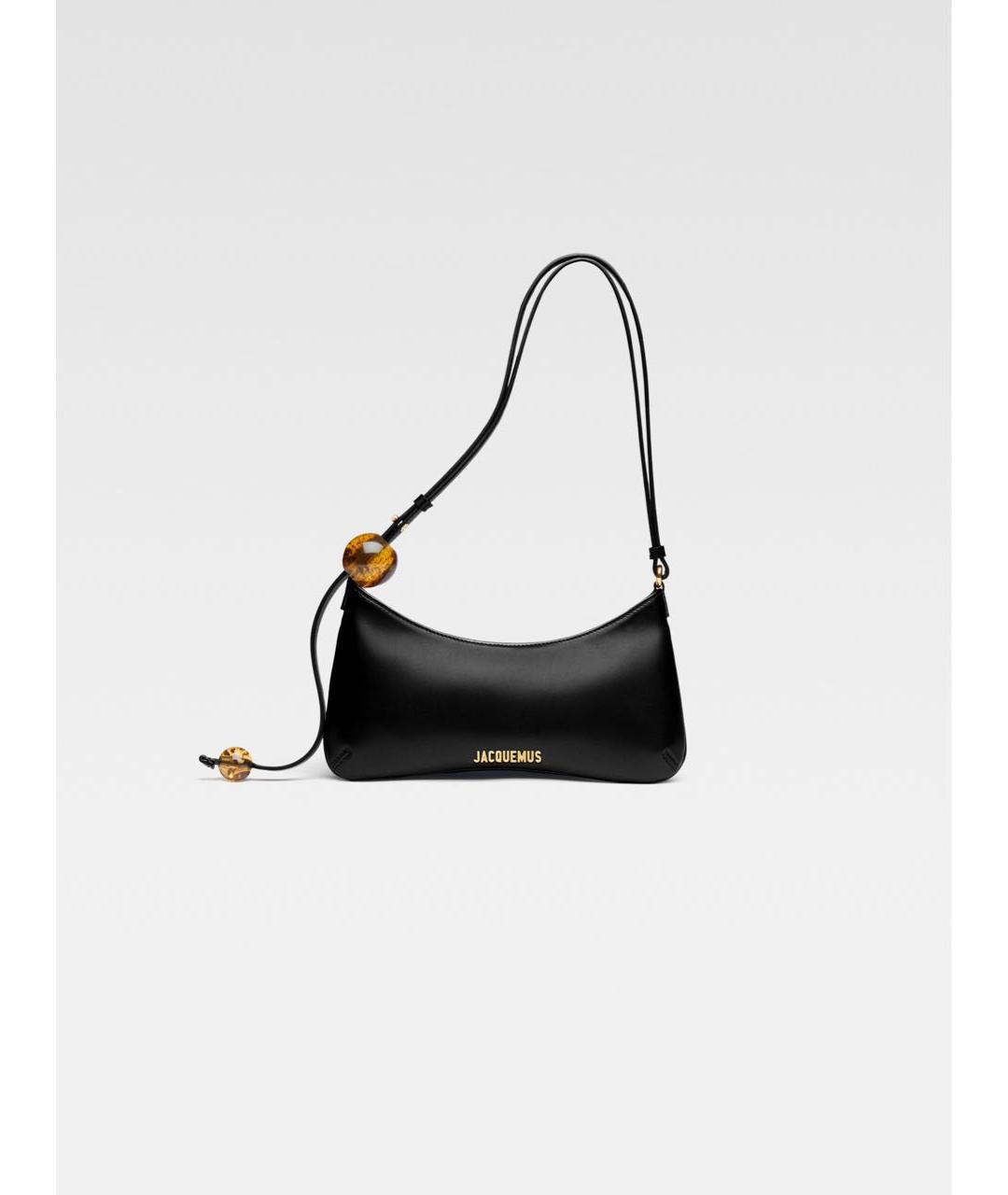 JACQUEMUS Черная кожаная сумка с короткими ручками, фото 5