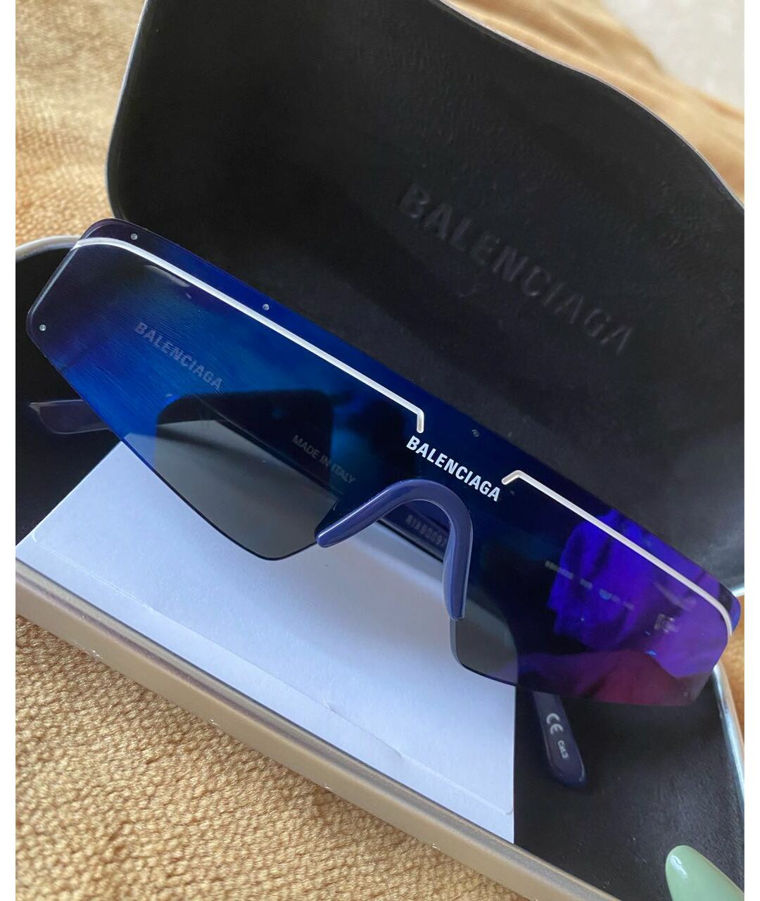 BALENCIAGA Синие пластиковые солнцезащитные очки, фото 5