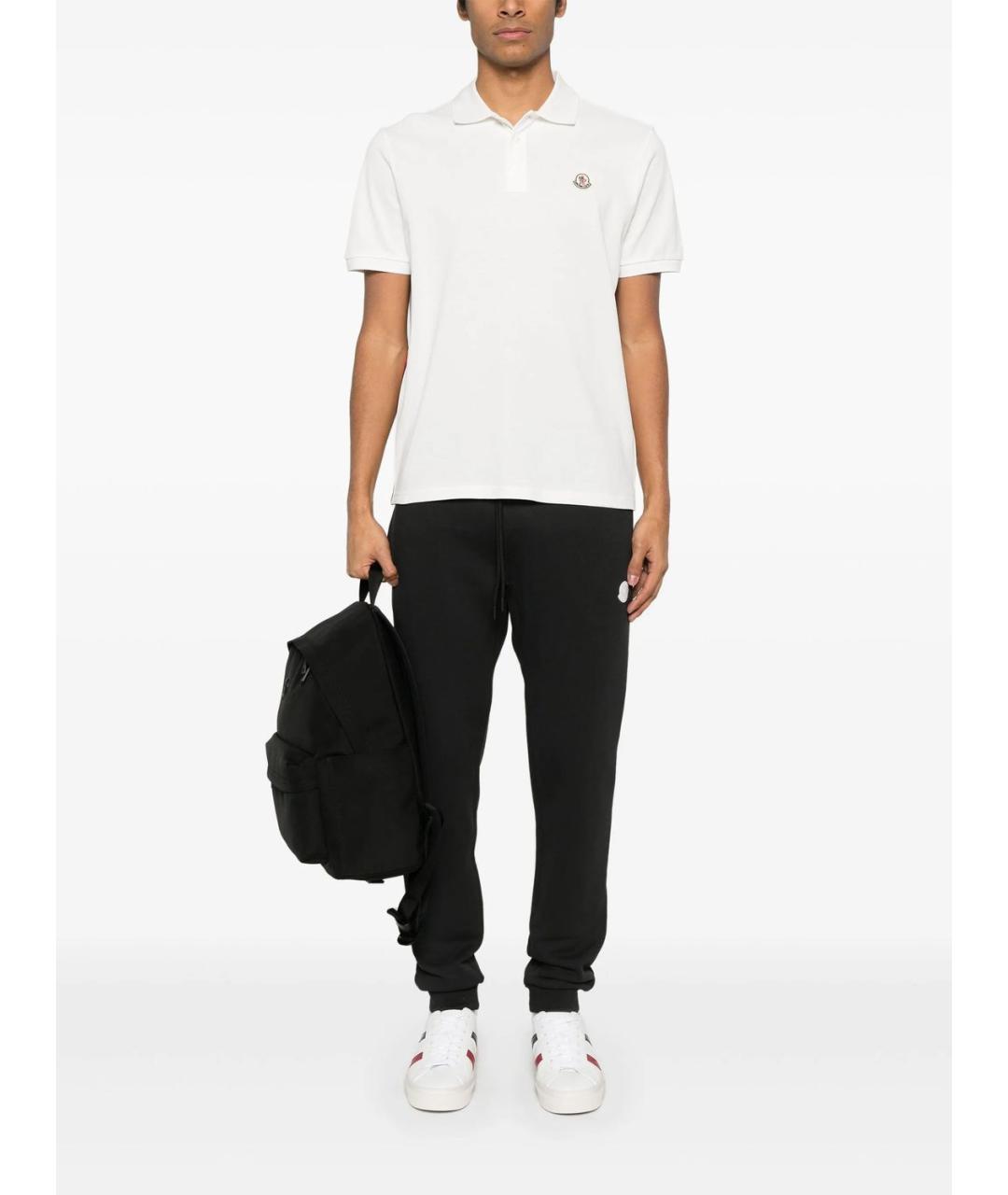 MONCLER Белое хлопковое поло с коротким рукавом, фото 3