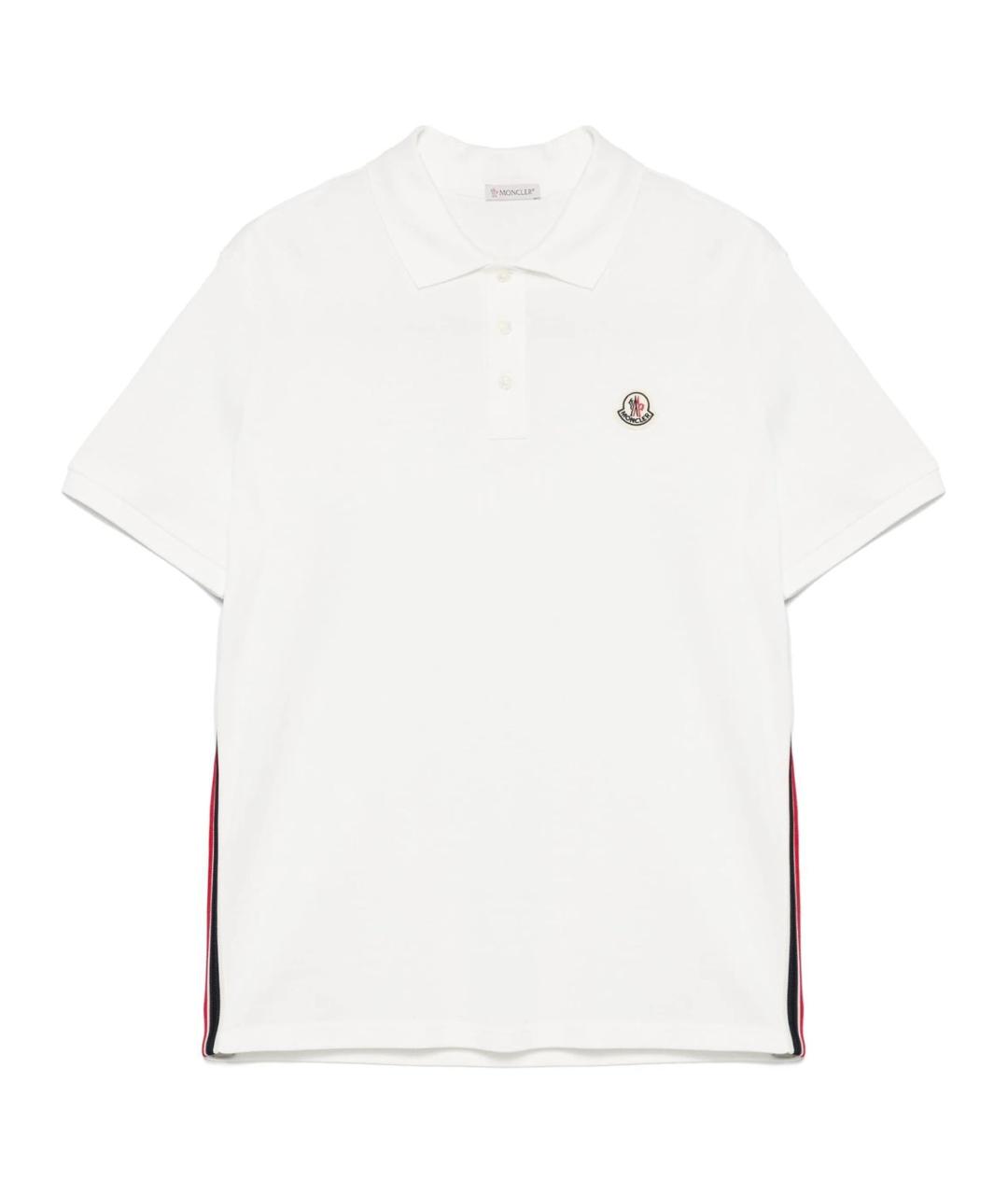 MONCLER Белое хлопковое поло с коротким рукавом, фото 1
