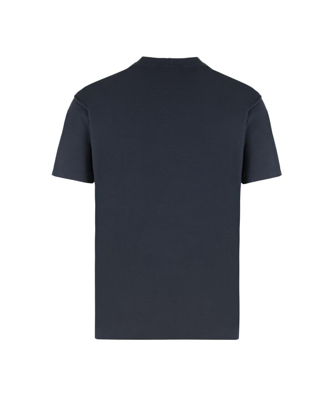 STONE ISLAND Темно-синяя хлопковая футболка, фото 2