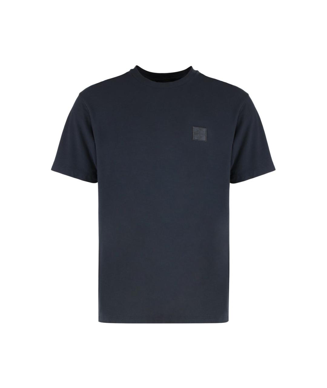 STONE ISLAND Темно-синяя хлопковая футболка, фото 1