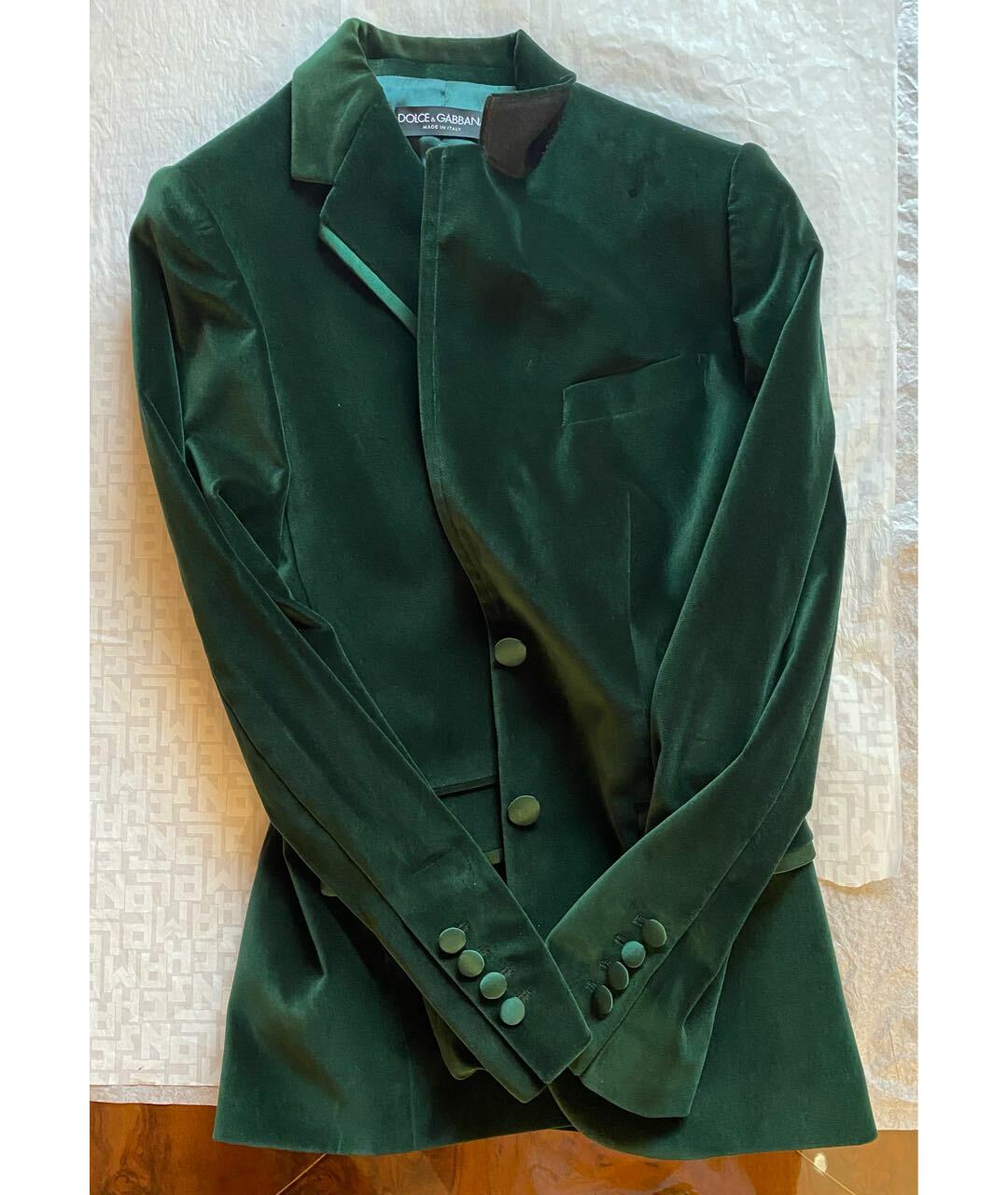 DOLCE&GABBANA Зеленый бархатный жакет/пиджак, фото 8