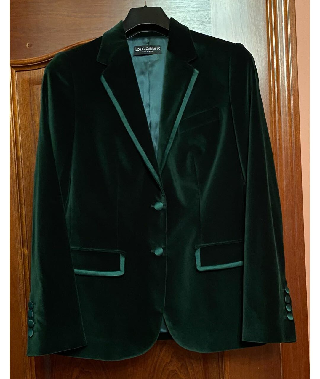 DOLCE&GABBANA Зеленый бархатный жакет/пиджак, фото 9
