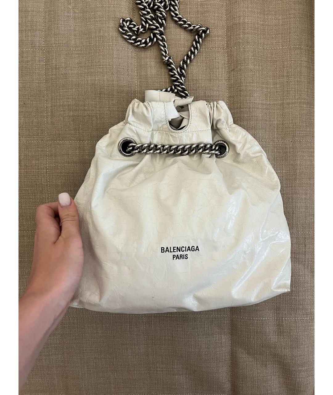BALENCIAGA Белая кожаная сумка через плечо, фото 6