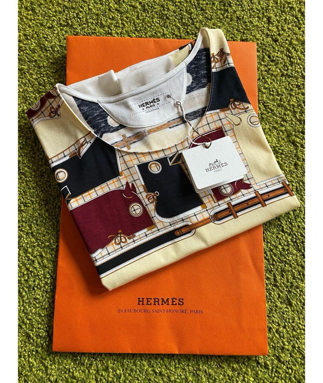 HERMES Мульти хлопковая футболка, фото 2