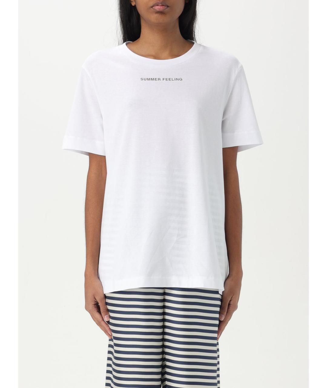 'S MAX MARA Белая хлопковая футболка, фото 2