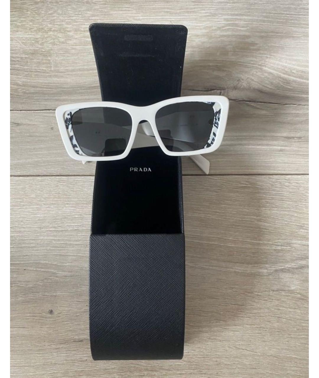 PRADA Белые пластиковые солнцезащитные очки, фото 4