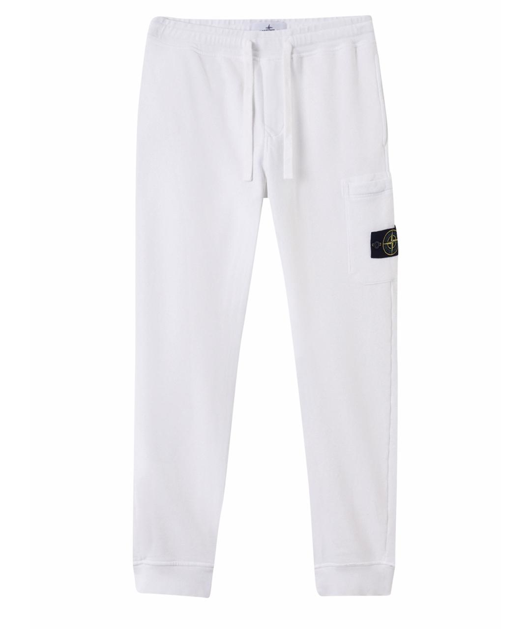 STONE ISLAND Белые хлопковые повседневные брюки, фото 1