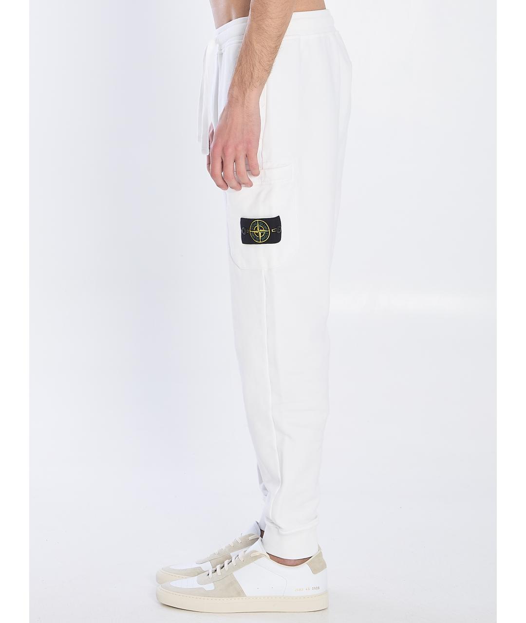 STONE ISLAND Белые хлопковые повседневные брюки, фото 4