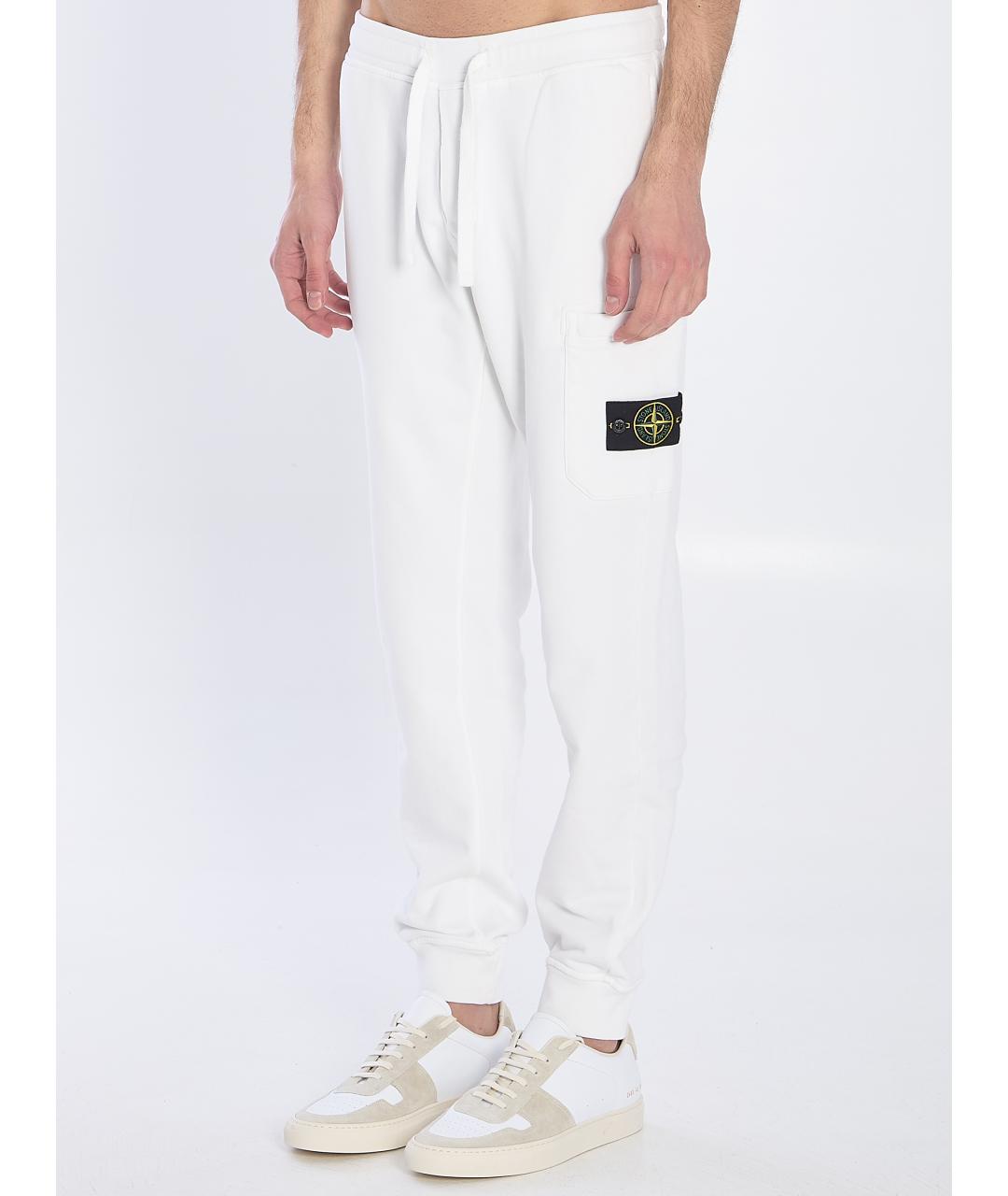 STONE ISLAND Белые хлопковые повседневные брюки, фото 3