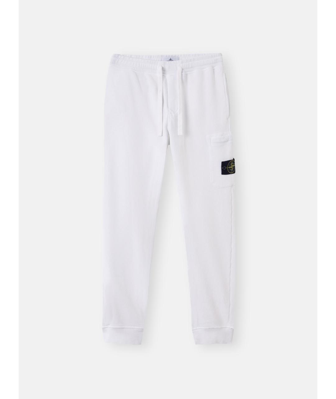 STONE ISLAND Белые хлопковые повседневные брюки, фото 6