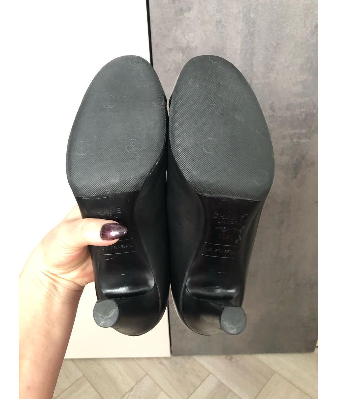 CHANEL Черные кожаные туфли, фото 8