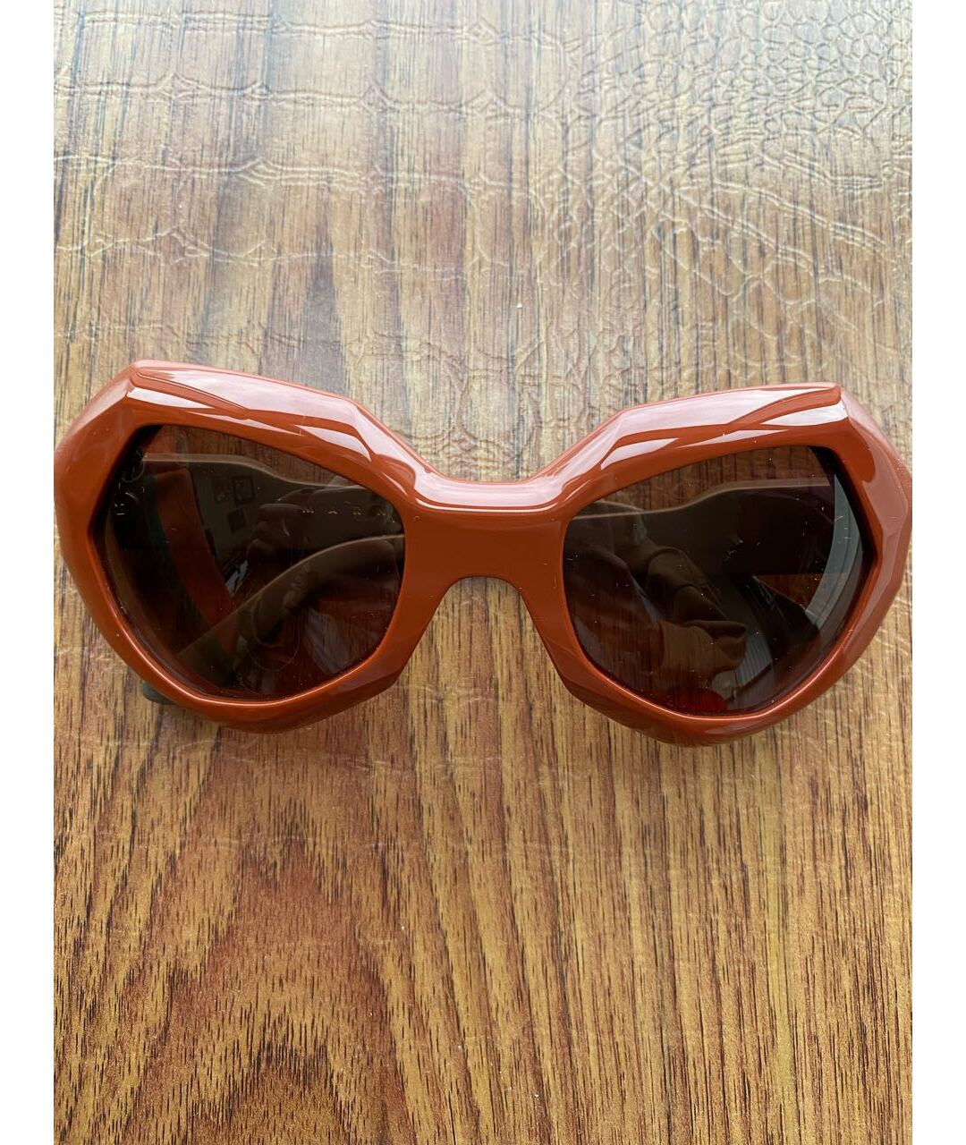 MARNI Коричневые пластиковые солнцезащитные очки, фото 5