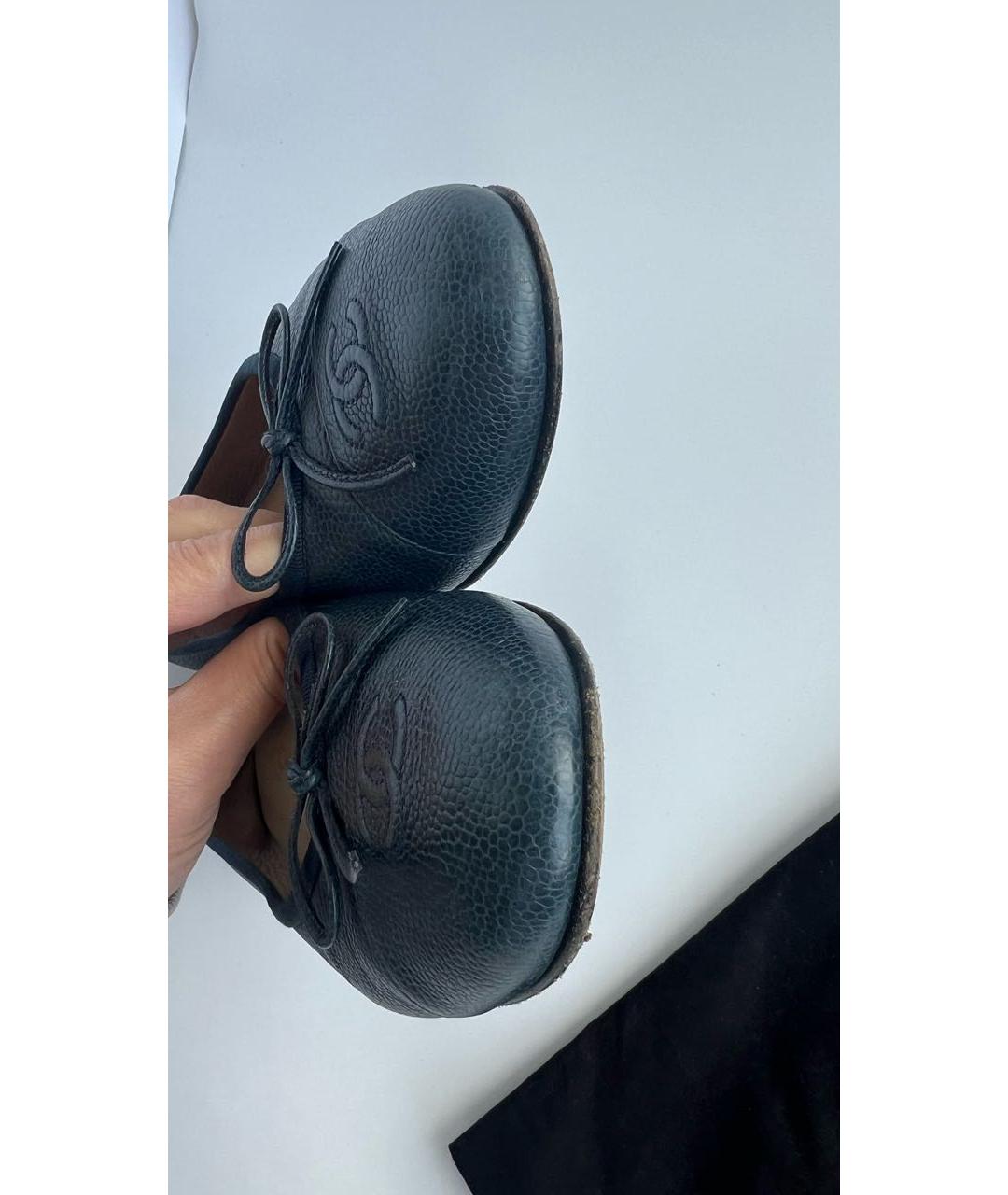 CHANEL Темно-синие кожаные балетки, фото 6