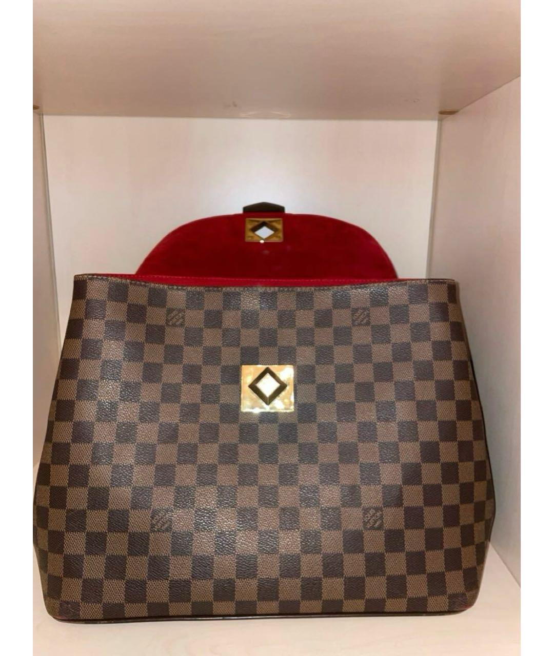 LOUIS VUITTON Коричневая кожаная сумка с короткими ручками, фото 4