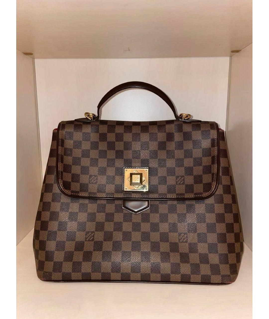 LOUIS VUITTON Коричневая кожаная сумка с короткими ручками, фото 5