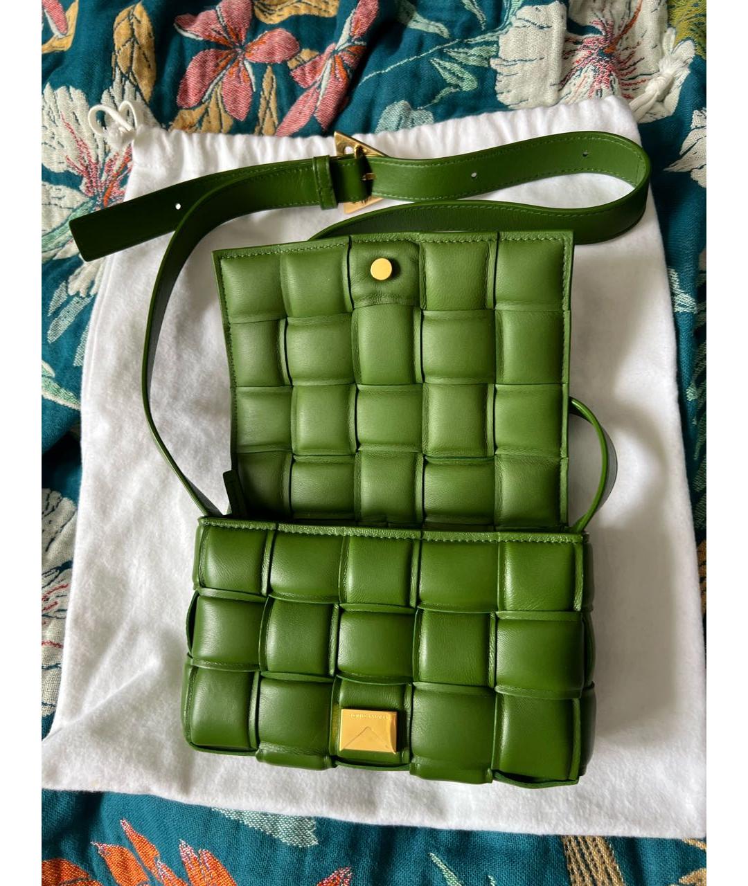 BOTTEGA VENETA Зеленая кожаная сумка через плечо, фото 5