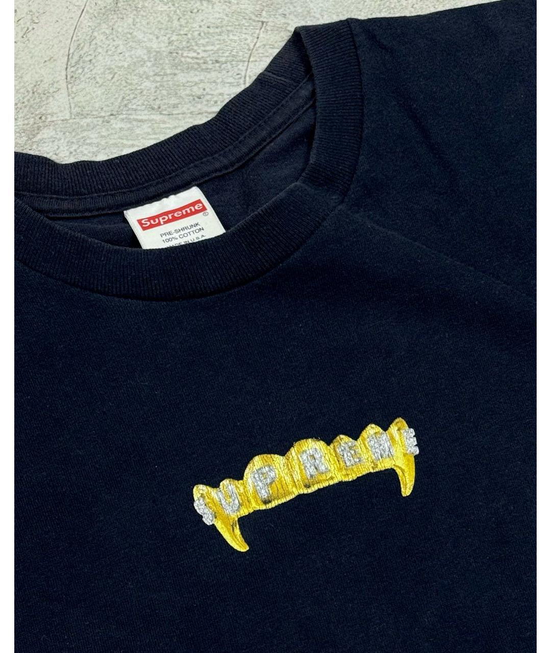 SUPREME Темно-синяя хлопковая футболка, фото 3