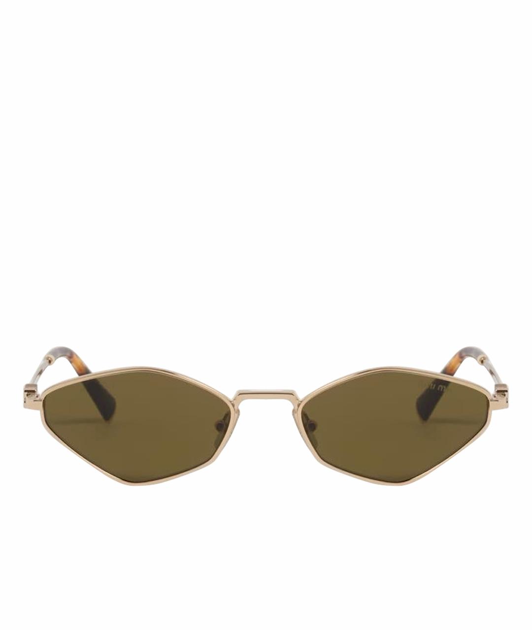 MIU MIU Золотые металлические солнцезащитные очки, фото 1