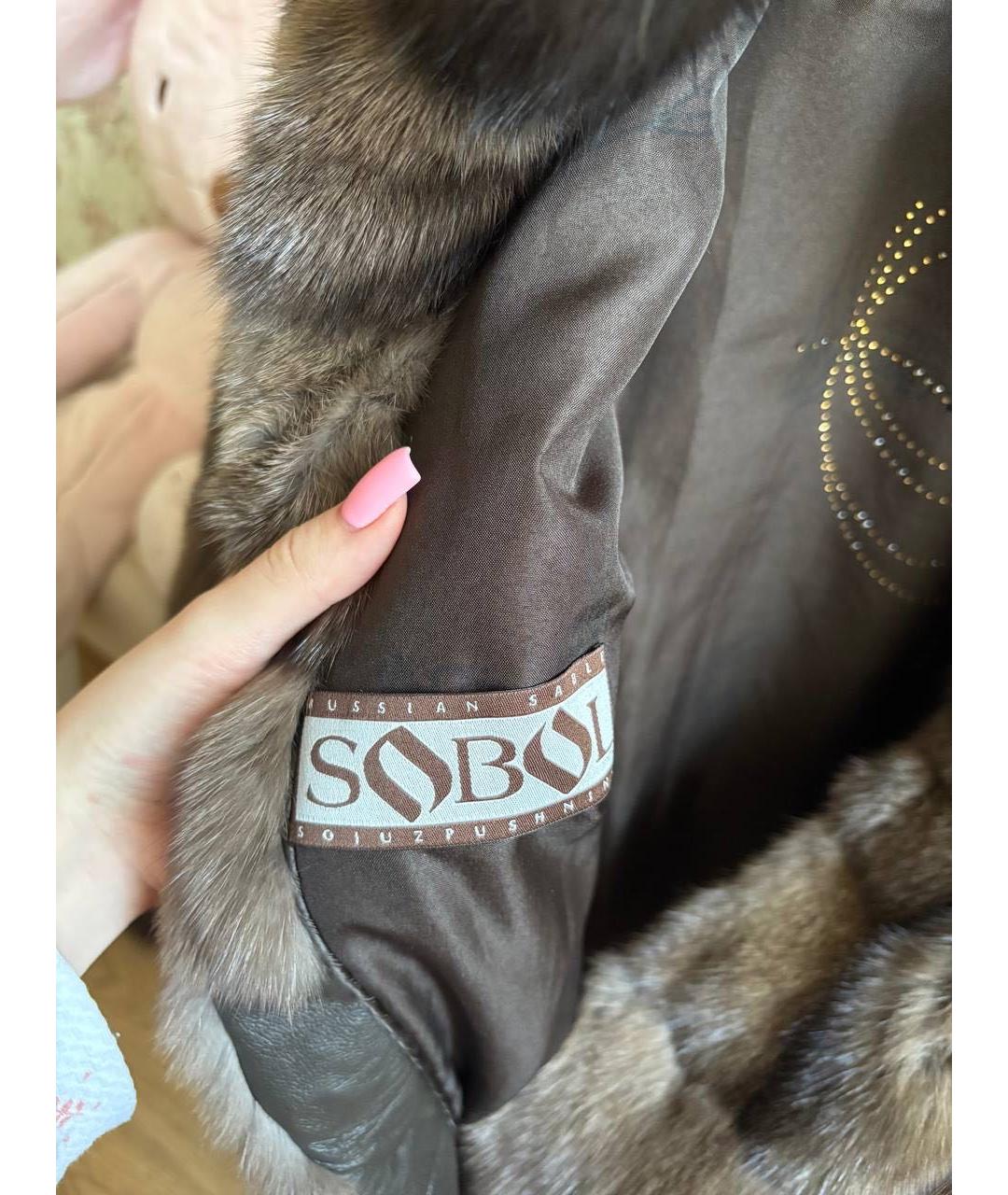 SOBOL Коричневая меховая шуба, фото 2