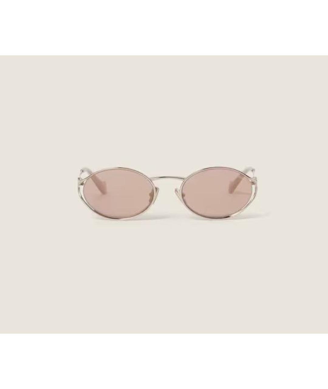 MIU MIU Золотые металлические солнцезащитные очки, фото 4