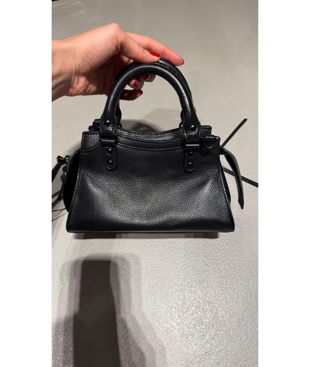 BALENCIAGA Черная кожаная сумка с короткими ручками, фото 3