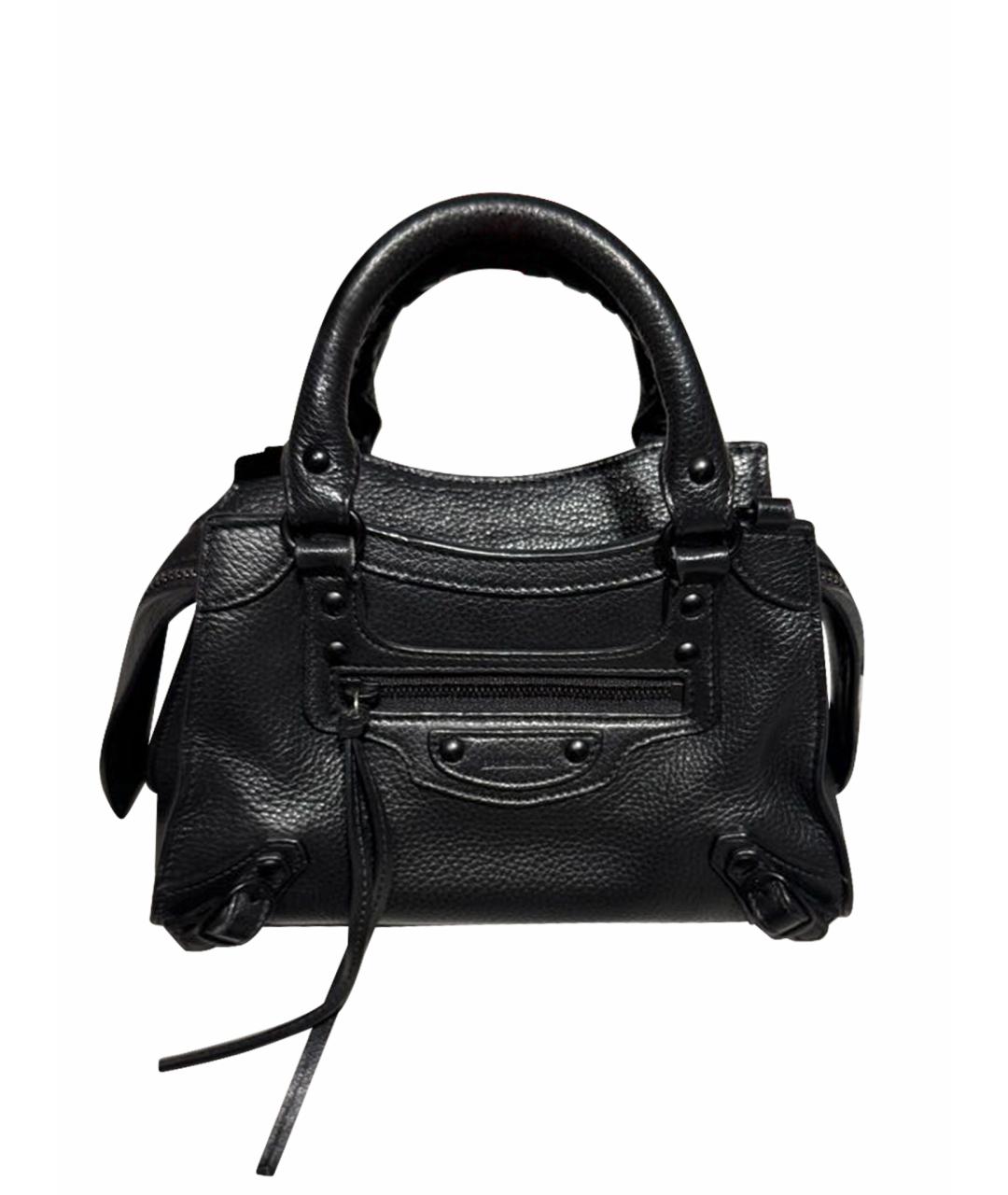 BALENCIAGA Черная кожаная сумка с короткими ручками, фото 1