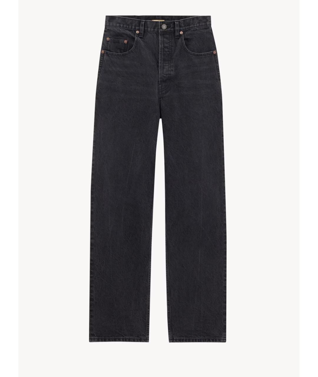 SAINT LAURENT Черные хлопковые прямые джинсы, фото 4