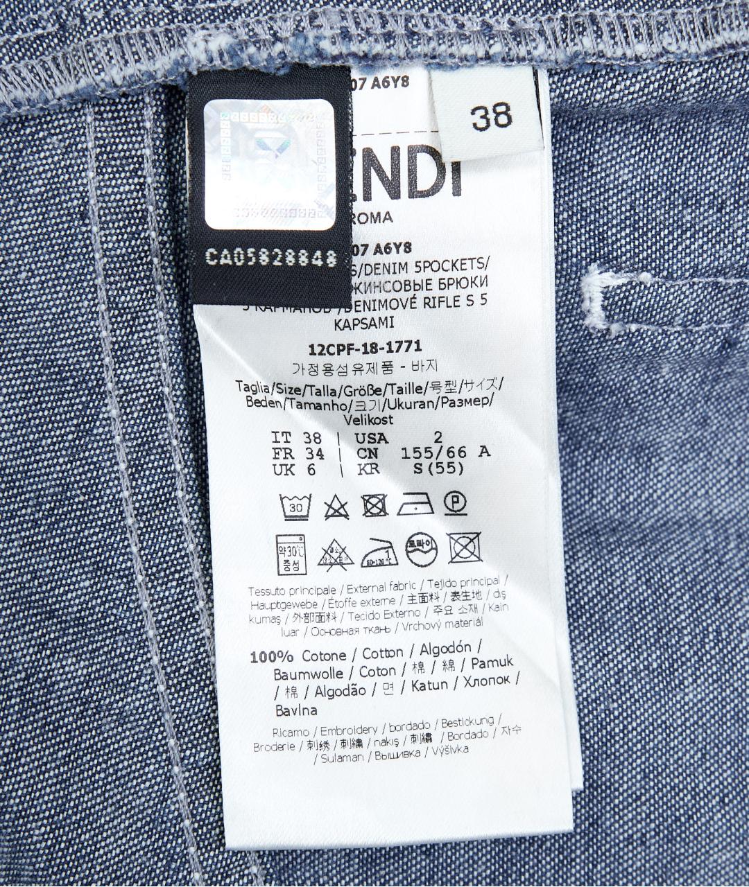 FENDI Синие хлопко-полиэстеровые джинсы слим, фото 7