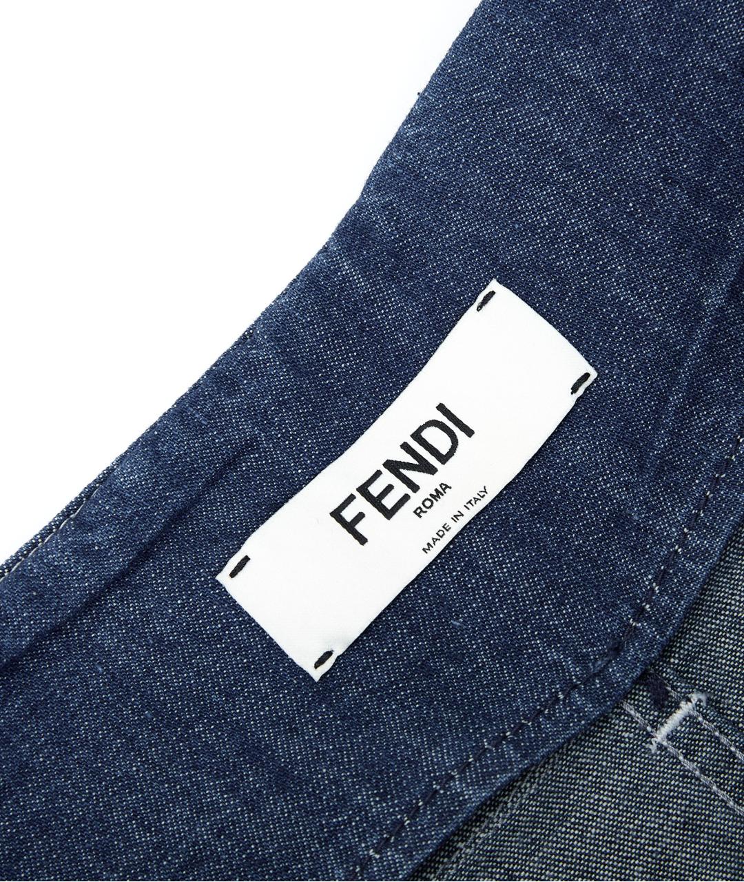 FENDI Синие хлопко-полиэстеровые джинсы слим, фото 6
