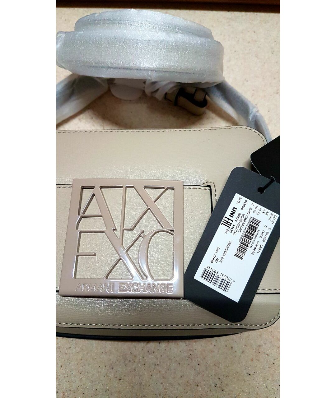 ARMANI EXCHANGE Бежевая сумка через плечо из искусственной кожи, фото 6