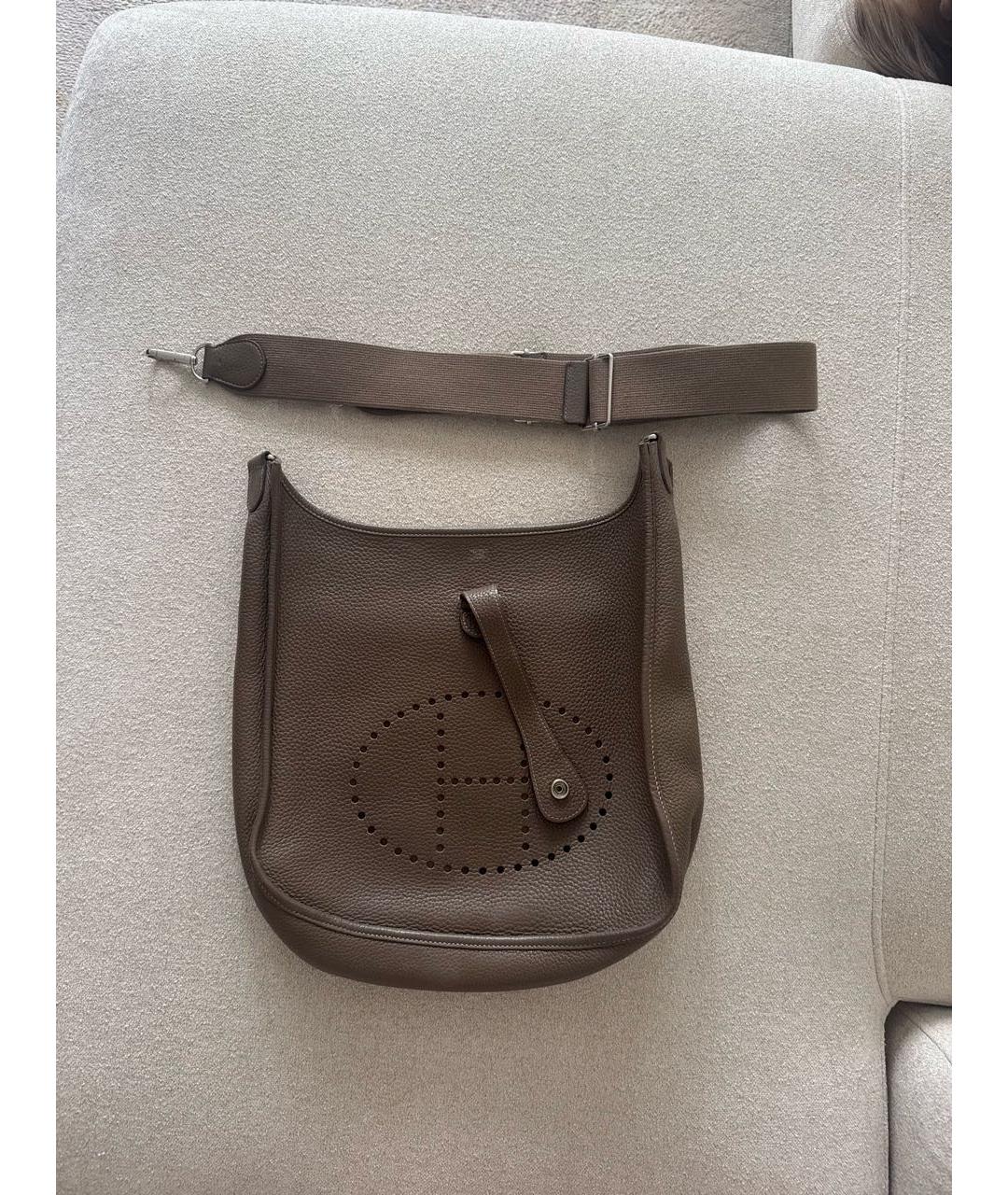 HERMES Коричневая кожаная сумка через плечо, фото 5