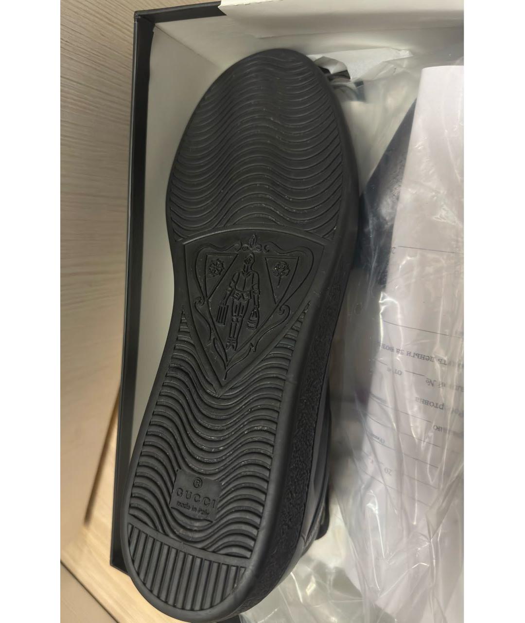 GUCCI Черные кожаные высокие кроссовки / кеды, фото 5
