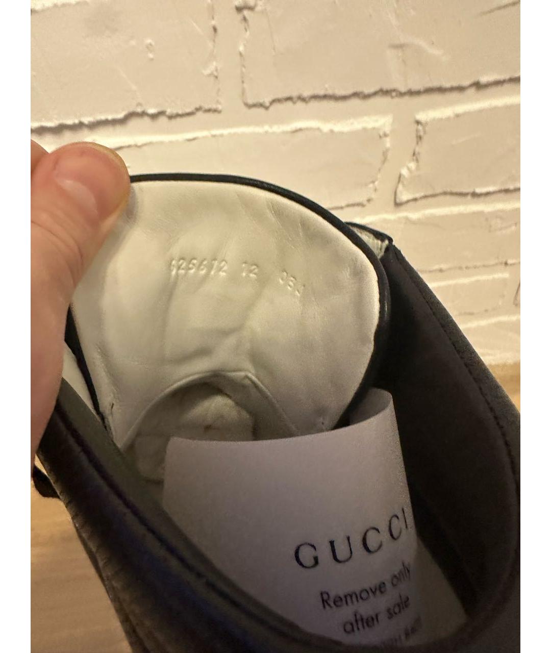 GUCCI Черные кожаные высокие кроссовки / кеды, фото 6