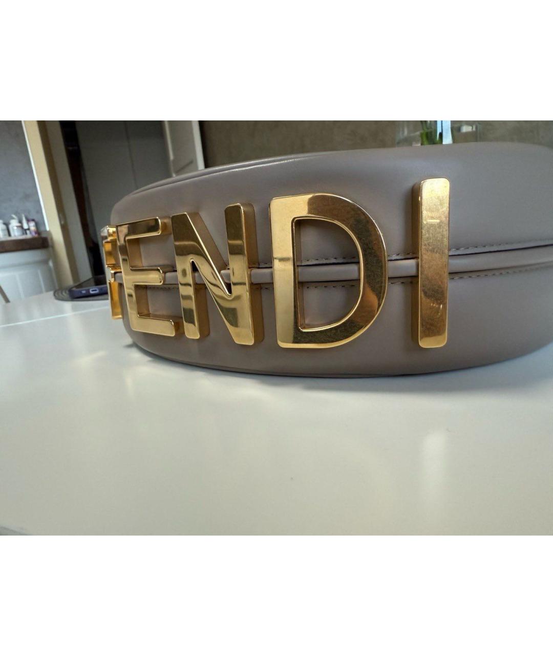 FENDI Бежевая кожаная сумка через плечо, фото 5
