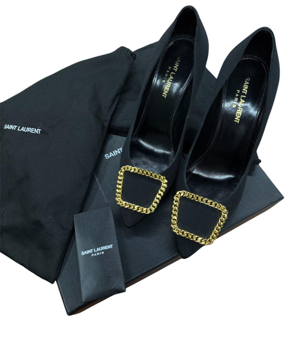 SAINT LAURENT Черные текстильные туфли, фото 5