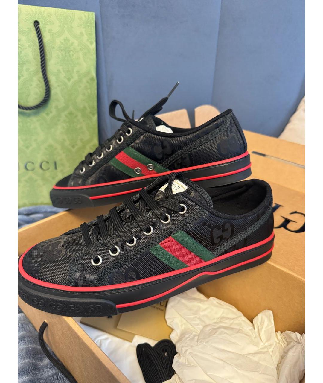 GUCCI Черные текстильные кеды, фото 2