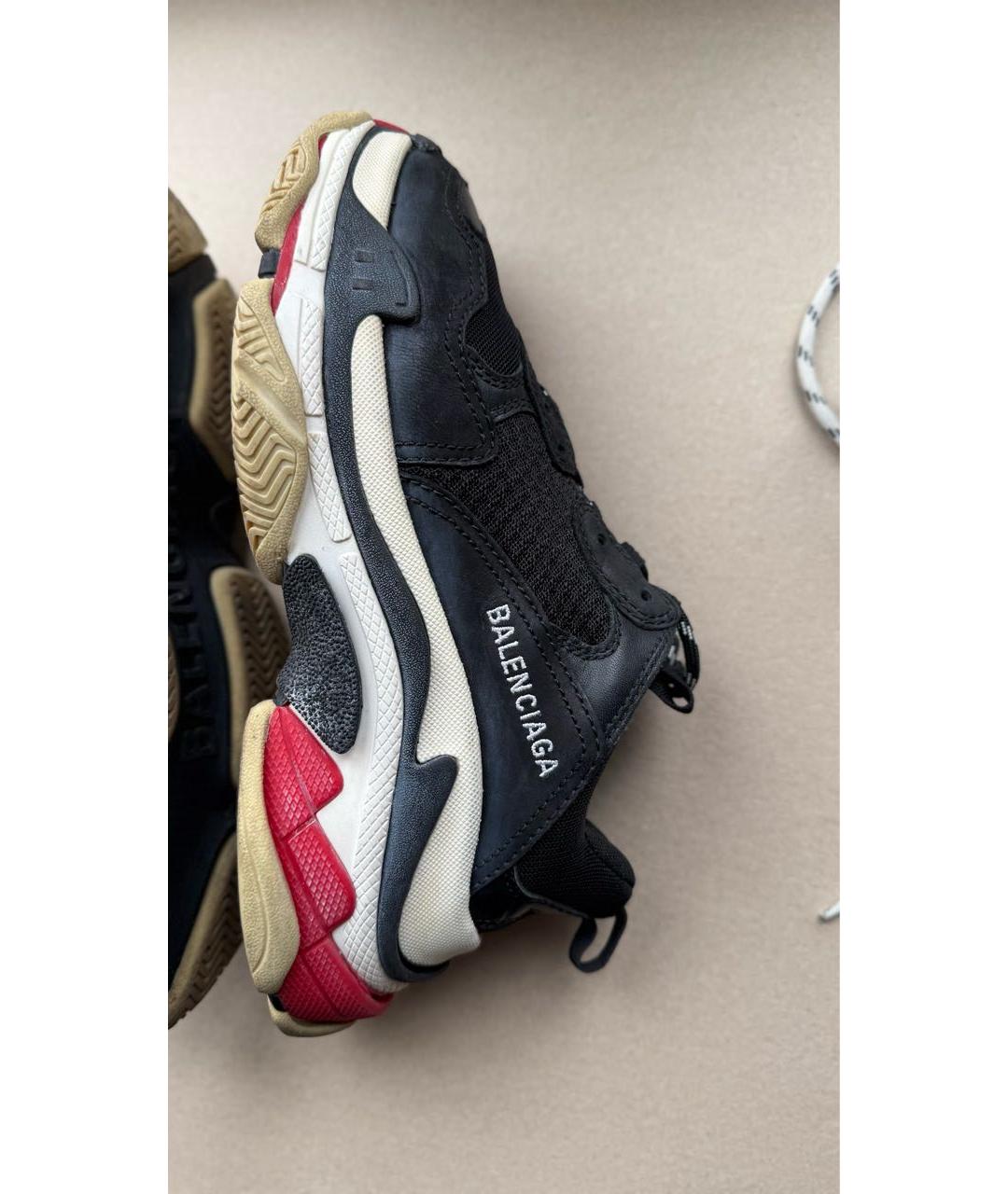 BALENCIAGA Черные кожаные кроссовки, фото 5