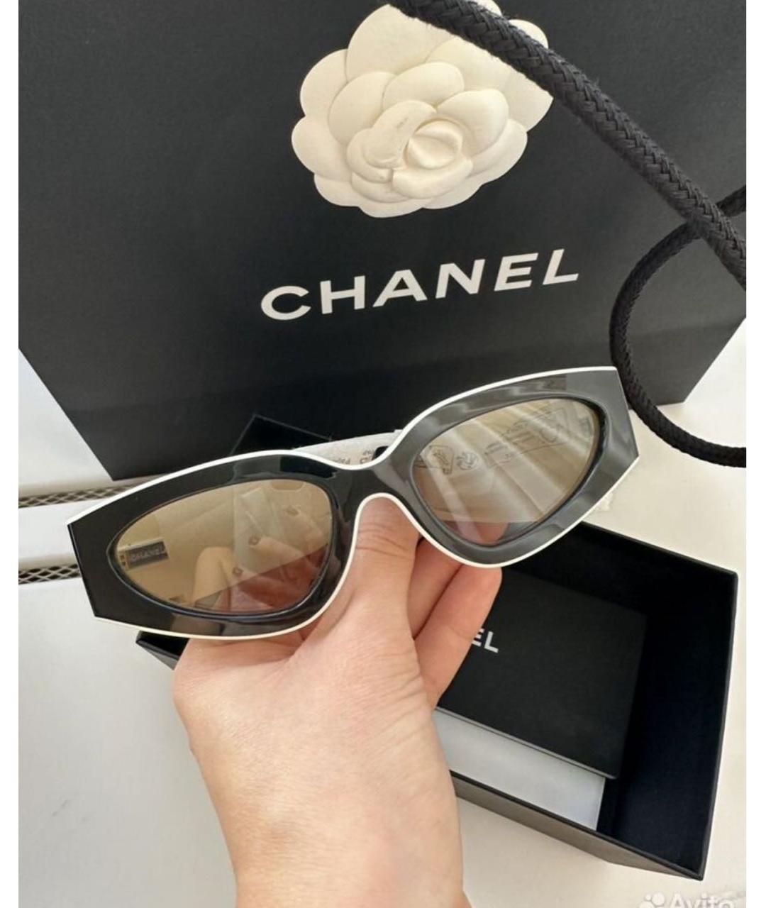 CHANEL Черные пластиковые солнцезащитные очки, фото 2