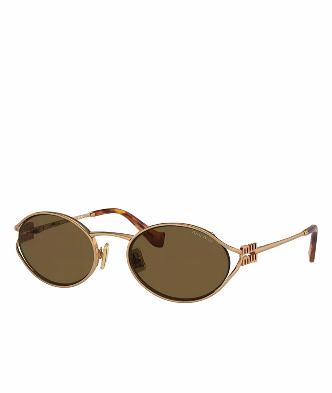 MIU MIU Золотые солнцезащитные очки, фото 1