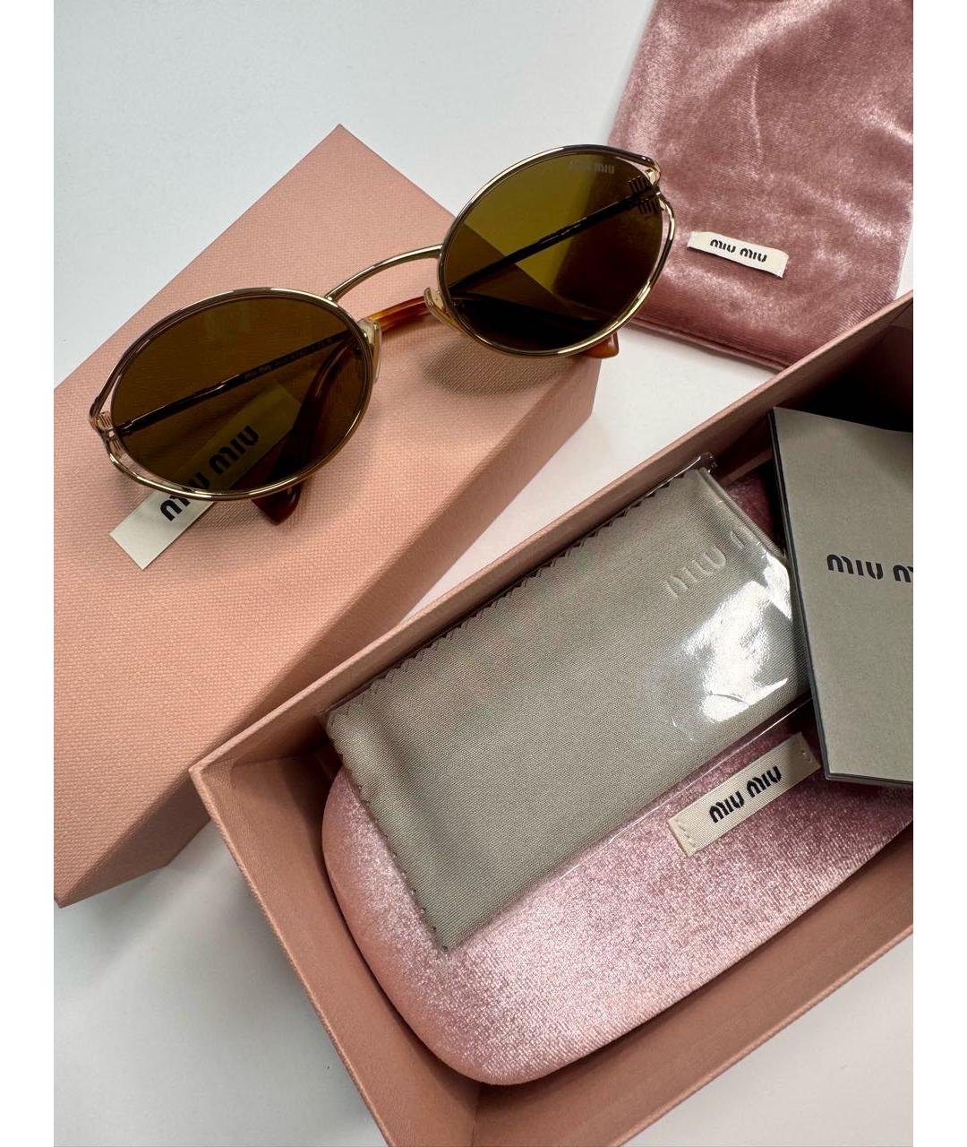 MIU MIU Золотые солнцезащитные очки, фото 4