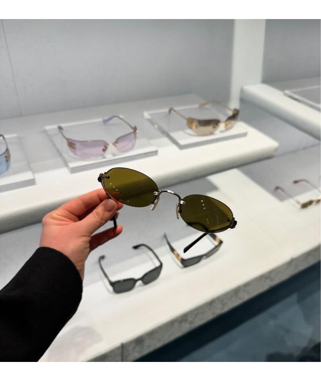 MIU MIU Хаки металлические солнцезащитные очки, фото 3