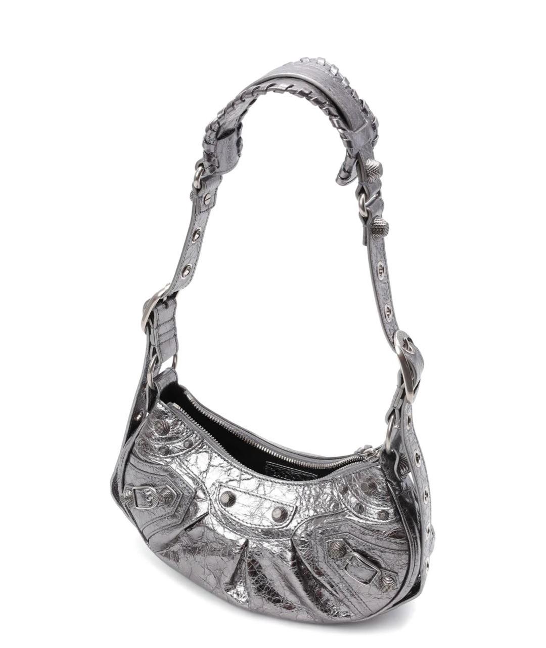 BALENCIAGA Серебряная кожаная сумка через плечо, фото 3