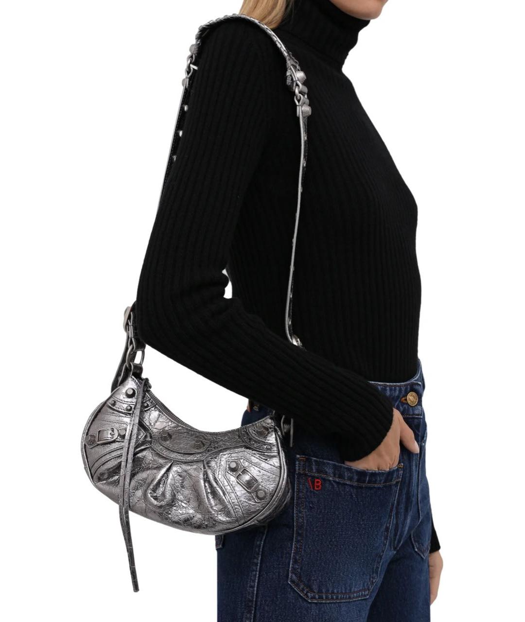 BALENCIAGA Серебряная кожаная сумка через плечо, фото 4