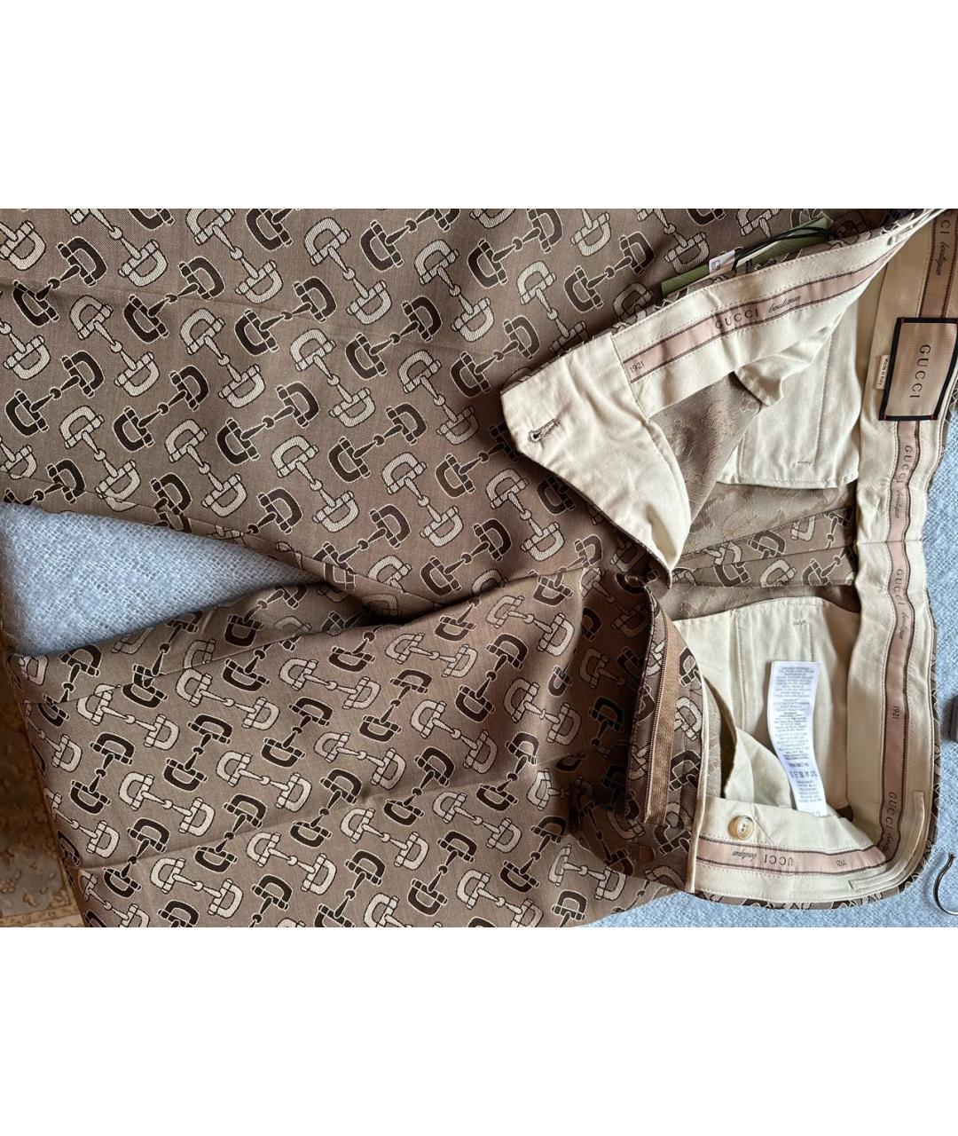 GUCCI Бежевые шерстяные повседневные брюки, фото 4