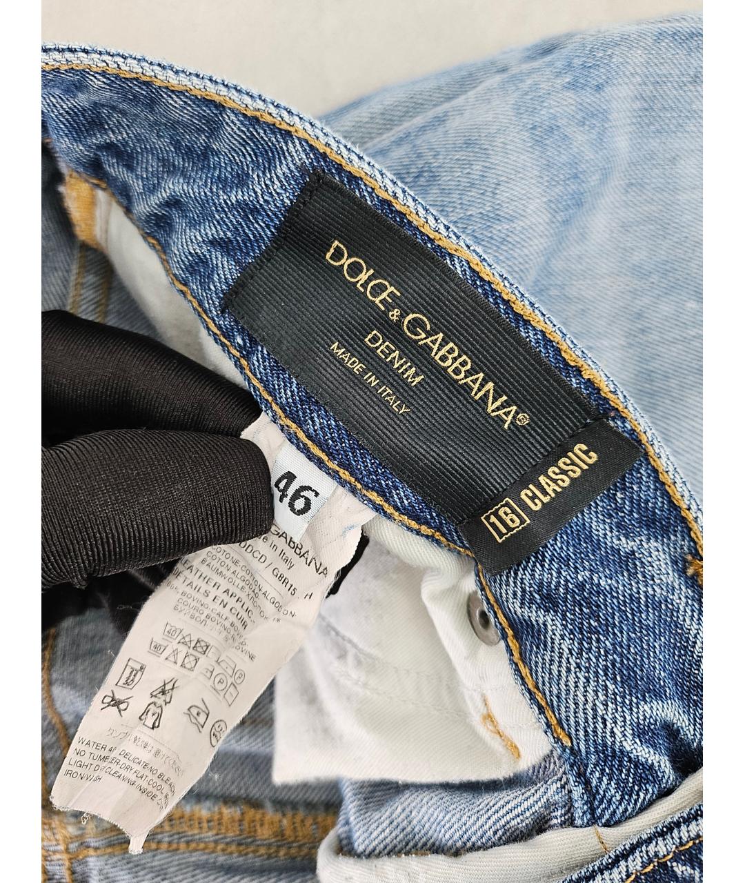 DOLCE&GABBANA Голубые хлопковые прямые джинсы, фото 3