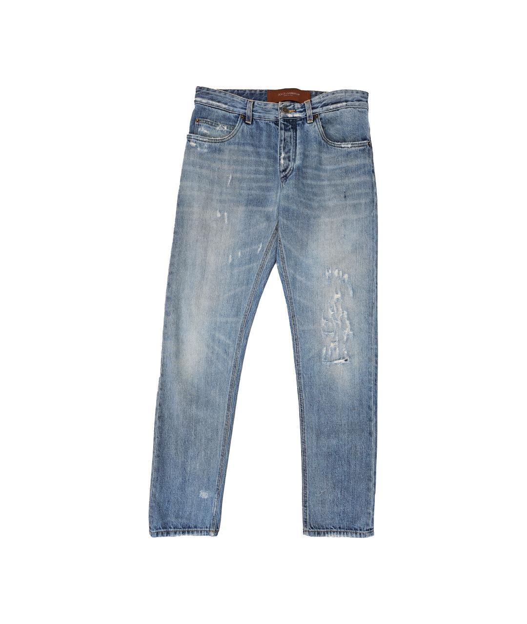 DOLCE&GABBANA Голубые хлопковые прямые джинсы, фото 1