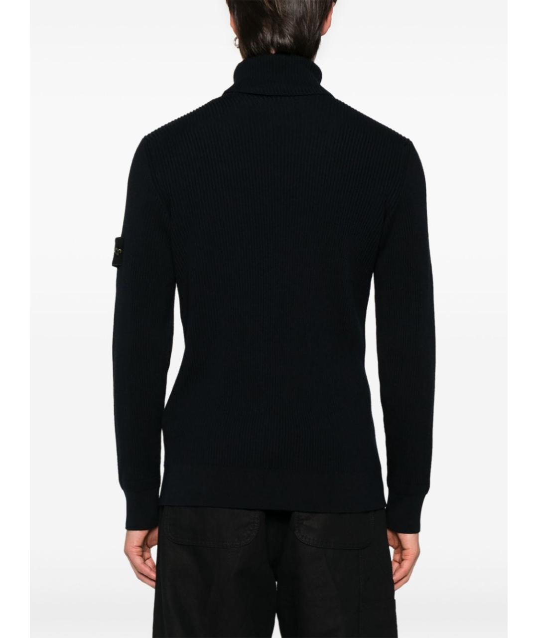 STONE ISLAND Темно-синий шерстяной джемпер / свитер, фото 3